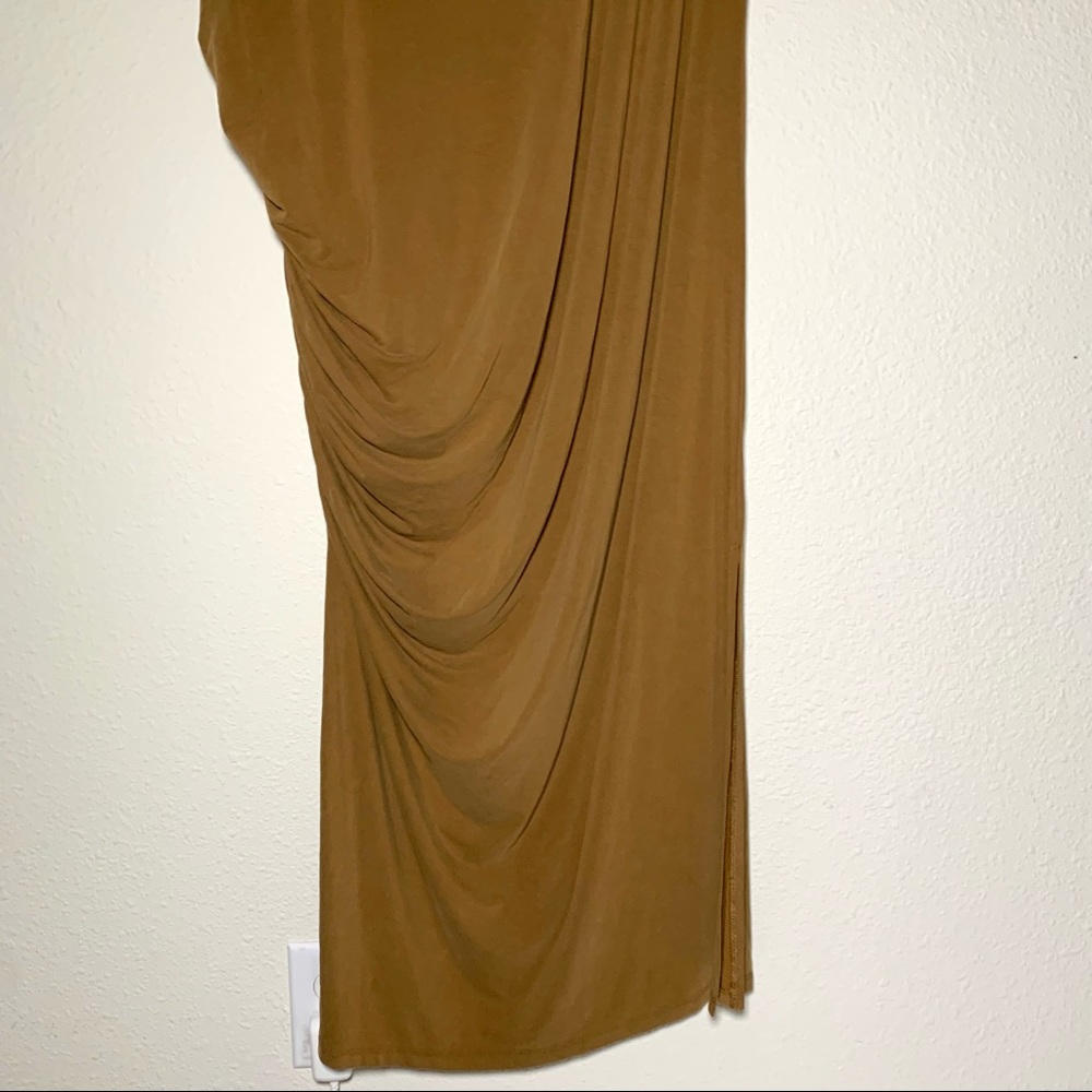 Universal Standard Rachel Ruched Midi Dress Caramel Tan Brown Large - Picture 5 of 7